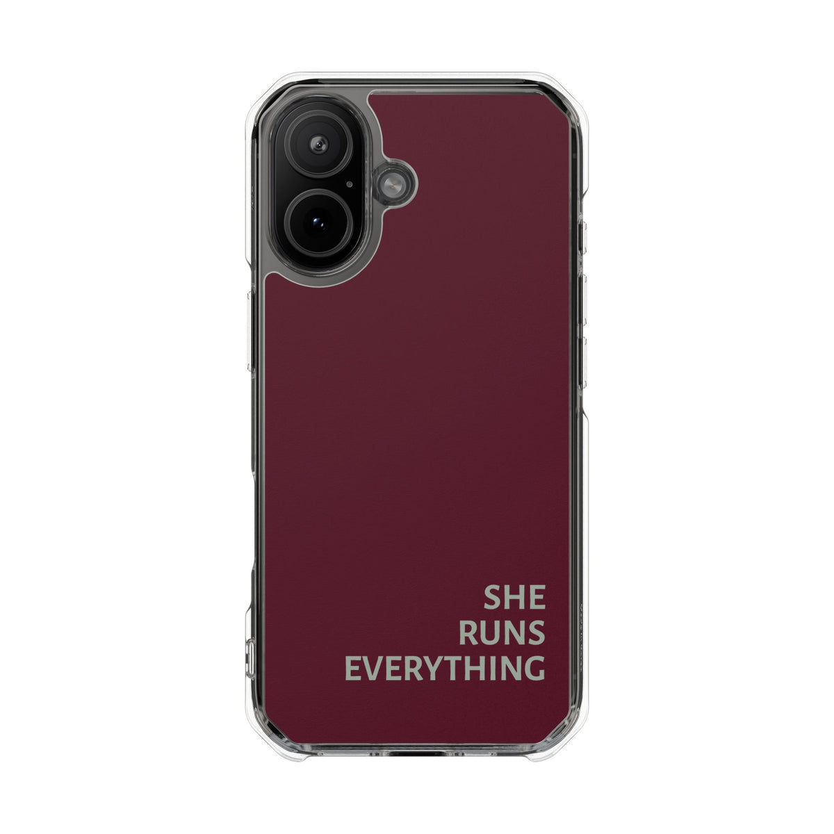 SHE RUNS EVERYTHING Burgundy Phone Case, iPhone 14 15 16 17