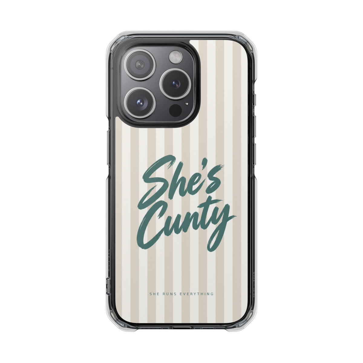 She's Cunty Phone Case, Teal Script iPhone Case, MagSafe Compatible Impact Case, Funny Gift for Her, iPhone 14 15 16 17