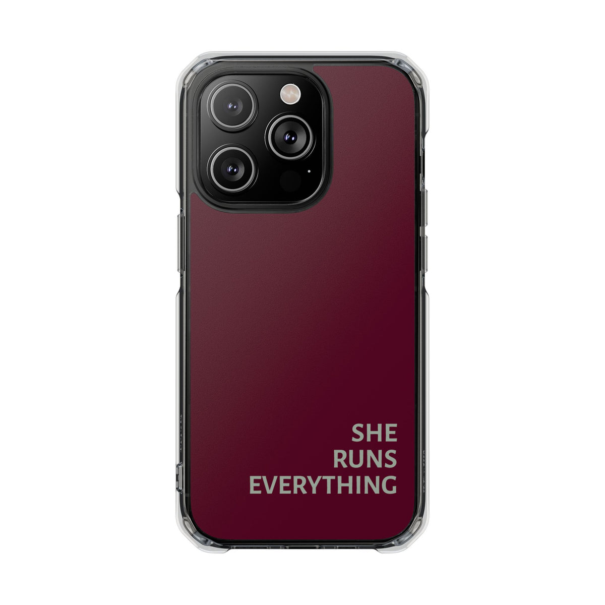 SHE RUNS EVERYTHING Burgundy Phone Case, iPhone 14 15 16 17