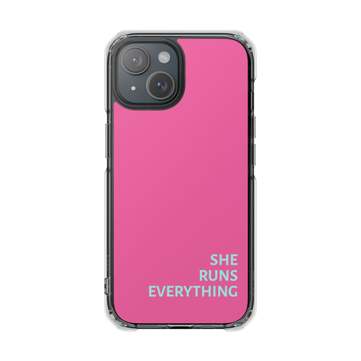 SHE RUNS EVERYTHING Vibrant Pink Phone Case, iPhone 14 15 16 17