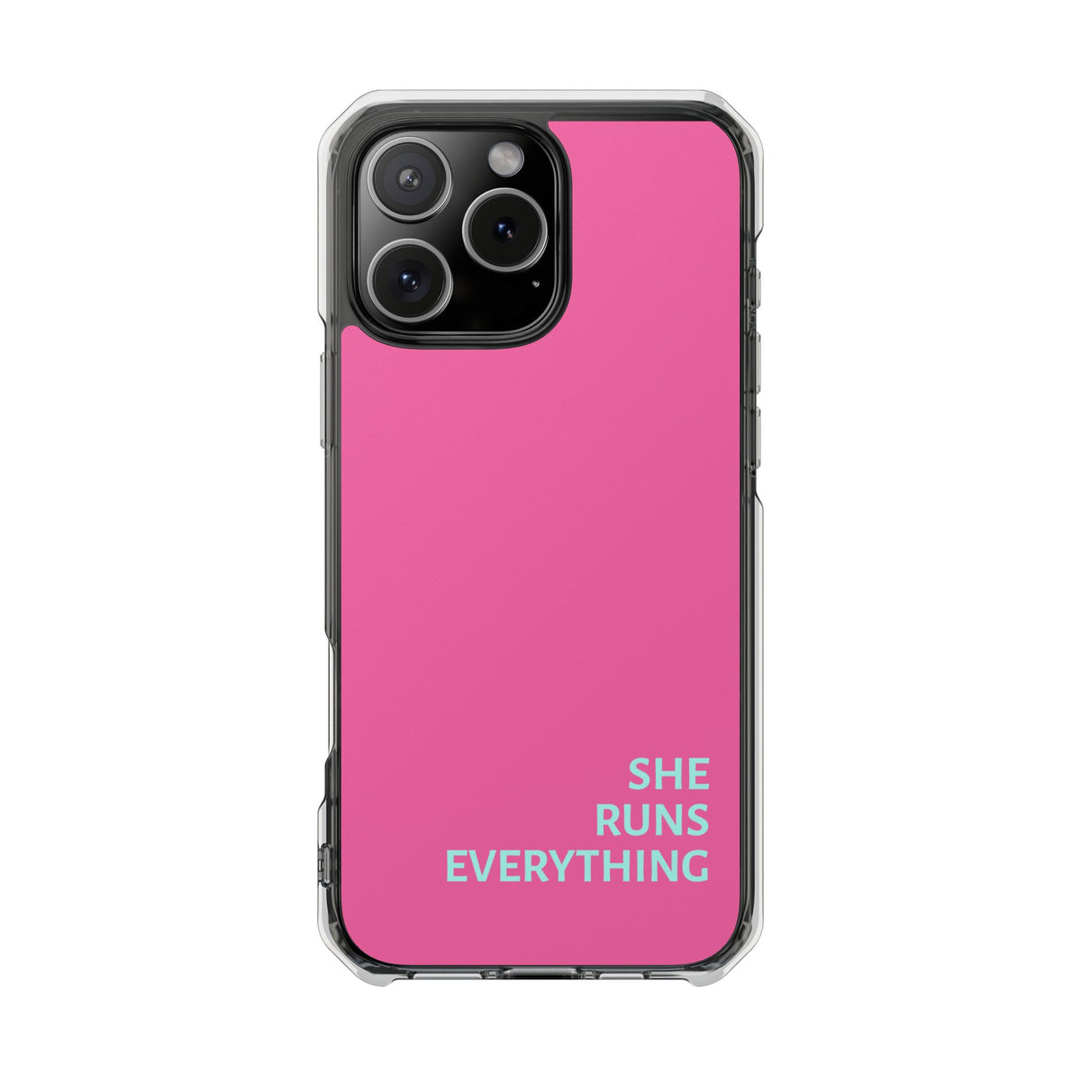 SHE RUNS EVERYTHING Vibrant Pink Phone Case, iPhone 14 15 16 17
