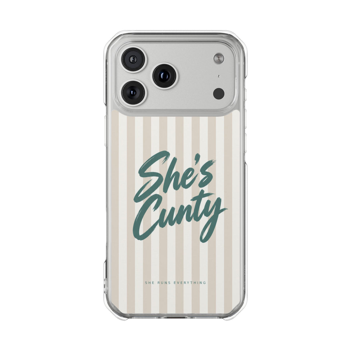 She's Cunty Phone Case, Teal Script iPhone Case, MagSafe Compatible Impact Case, Funny Gift for Her, iPhone 14 15 16 17
