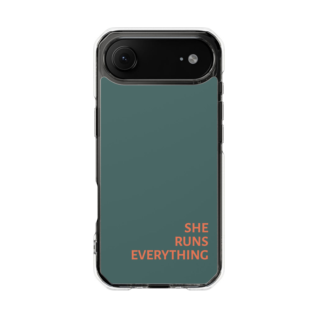 SHE RUNS EVERYTHING Teal Phone Case, iPhone 14 15 16 17