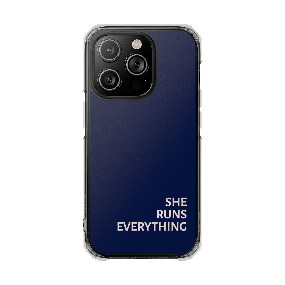 SHE RUNS EVERYTHING Navy Phone Case, iPhone 14 15 16 17