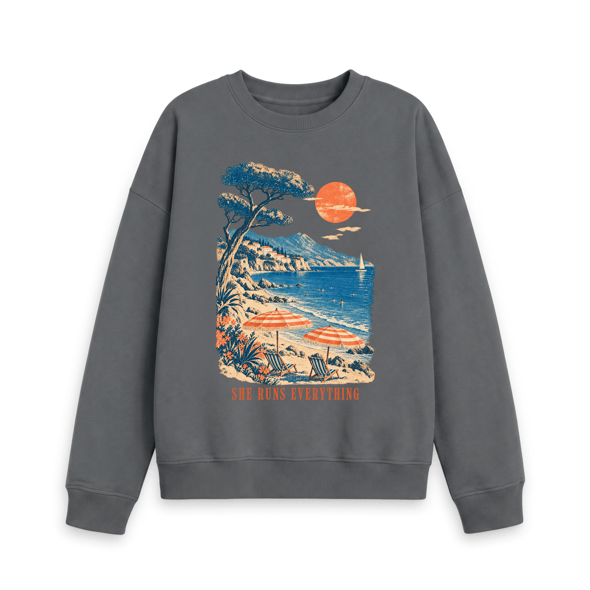 Slate Grey Printed Sweater Front