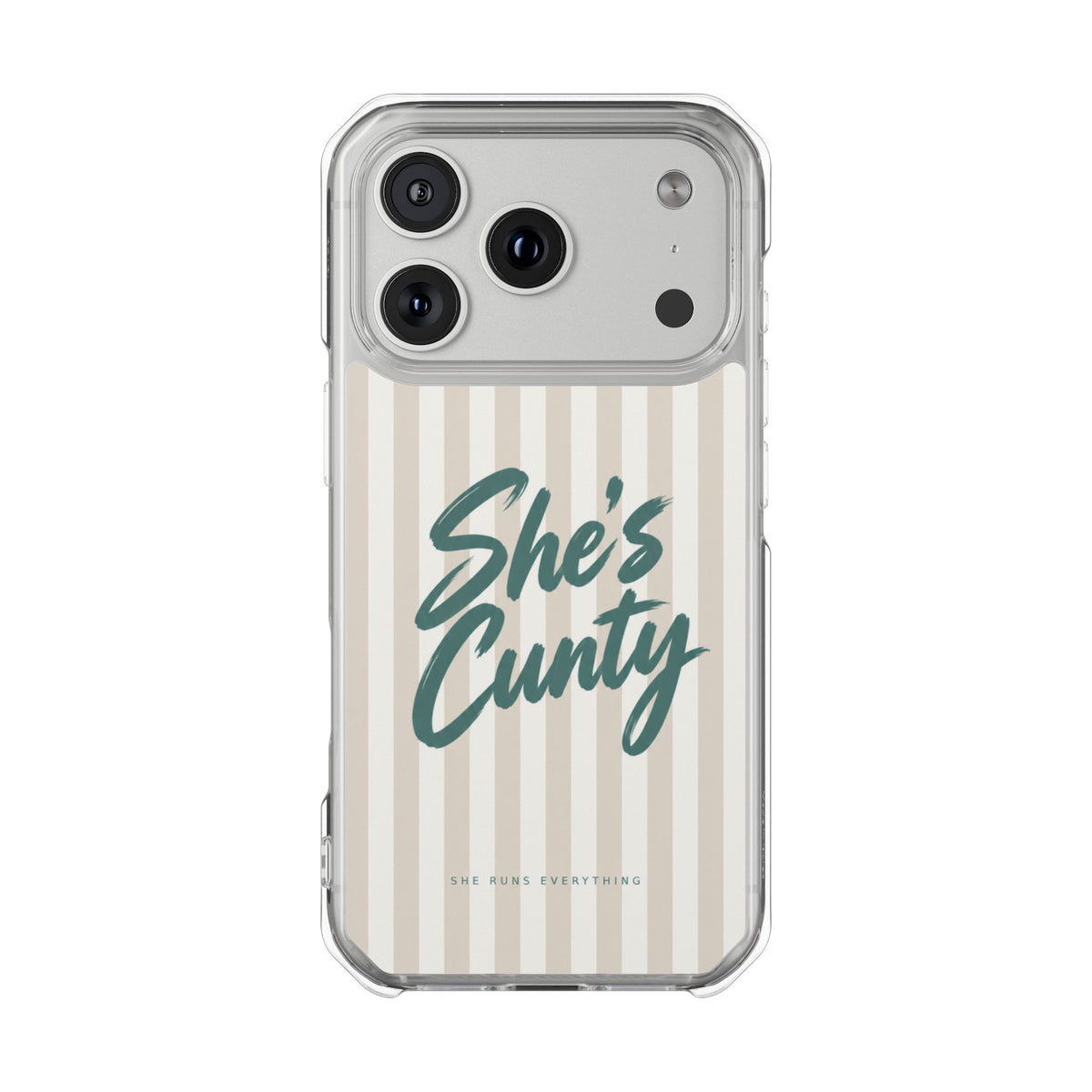 She's Cunty Phone Case, Teal Script iPhone Case, MagSafe Compatible Impact Case, Funny Gift for Her, iPhone 14 15 16 17