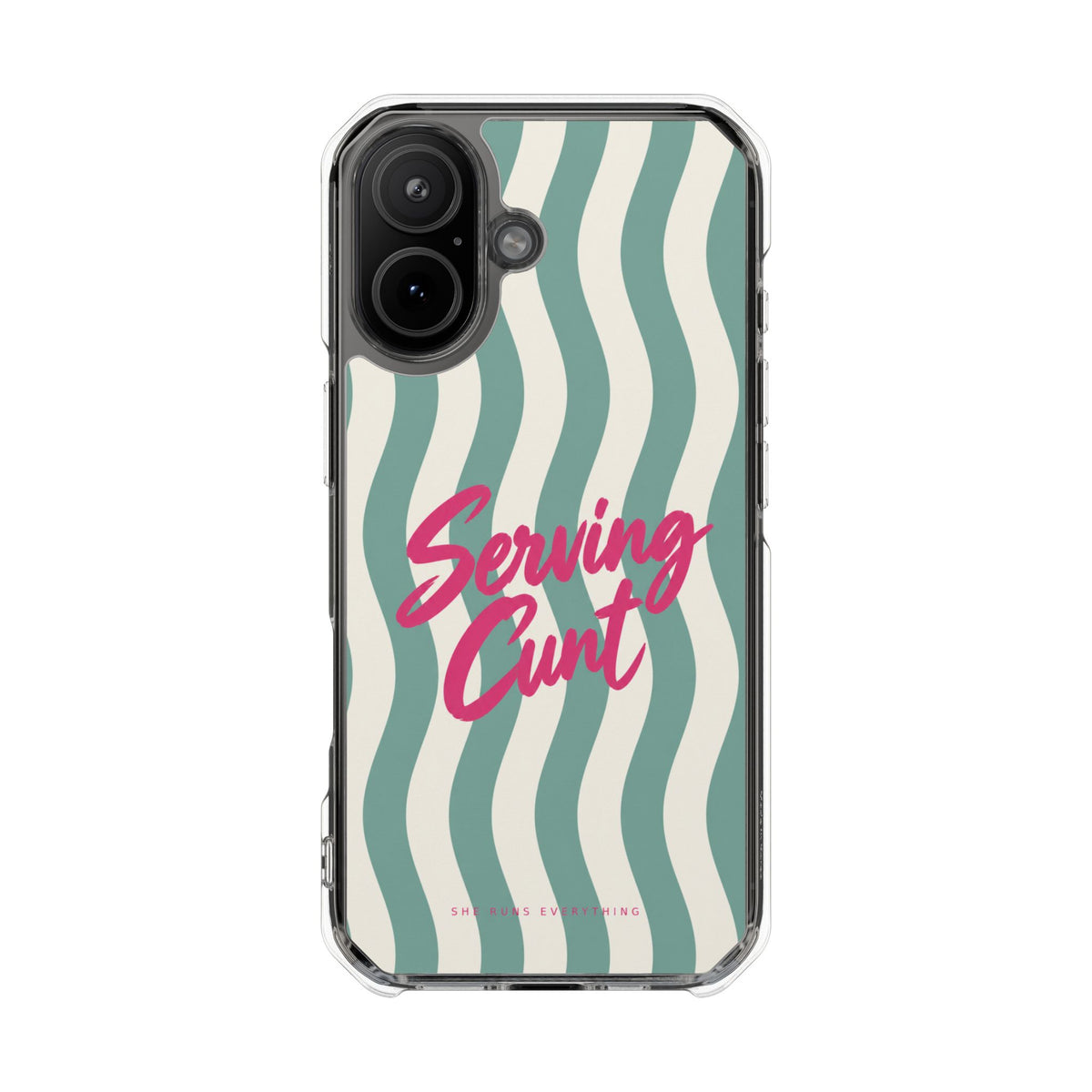 Serving Cunt Phone Case, Pink Script iPhone Case, MagSafe Compatible Impact Case, Funny Gift for Her, iPhone 14 15 16 17