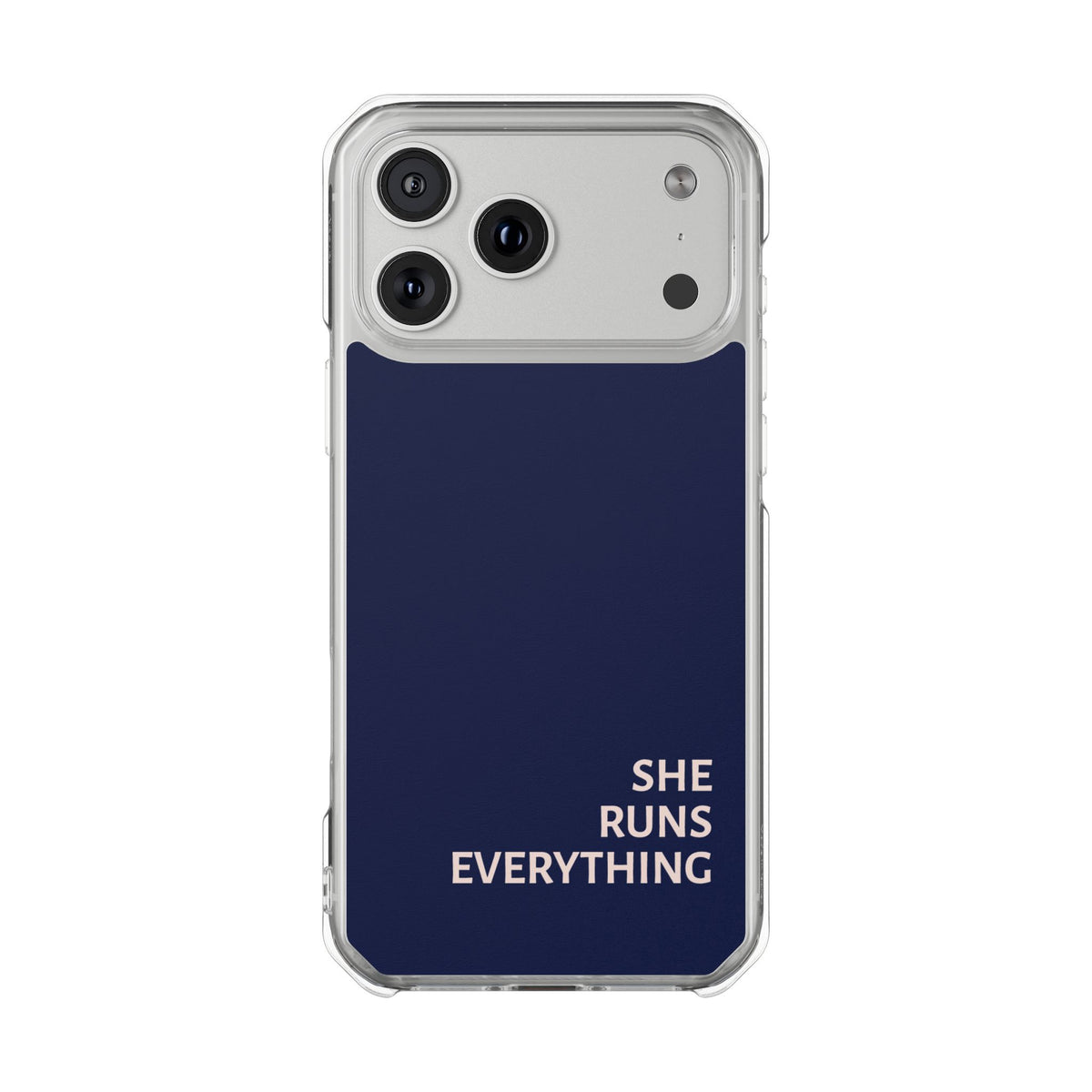 SHE RUNS EVERYTHING Navy Phone Case, iPhone 14 15 16 17