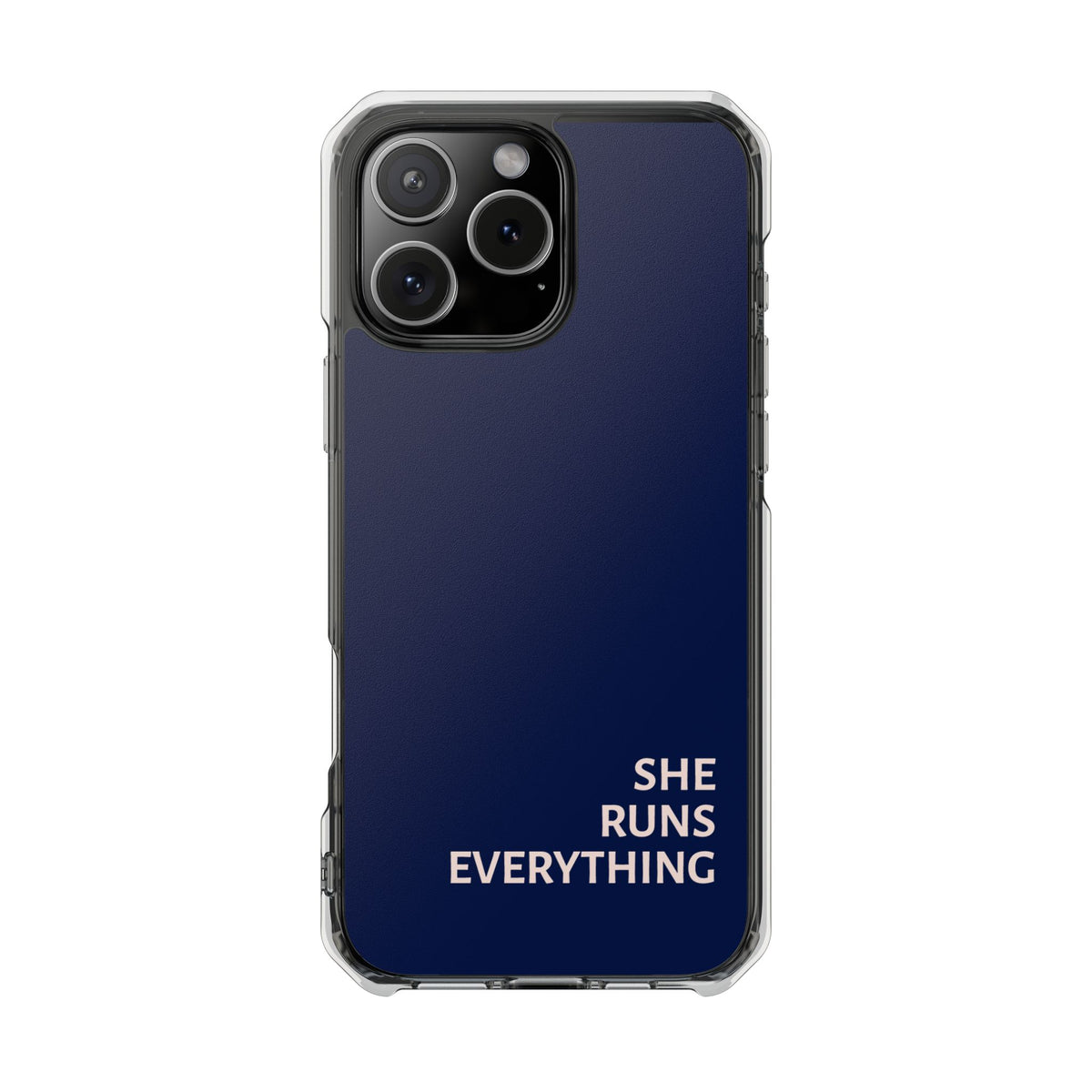 SHE RUNS EVERYTHING Navy Phone Case, iPhone 14 15 16 17