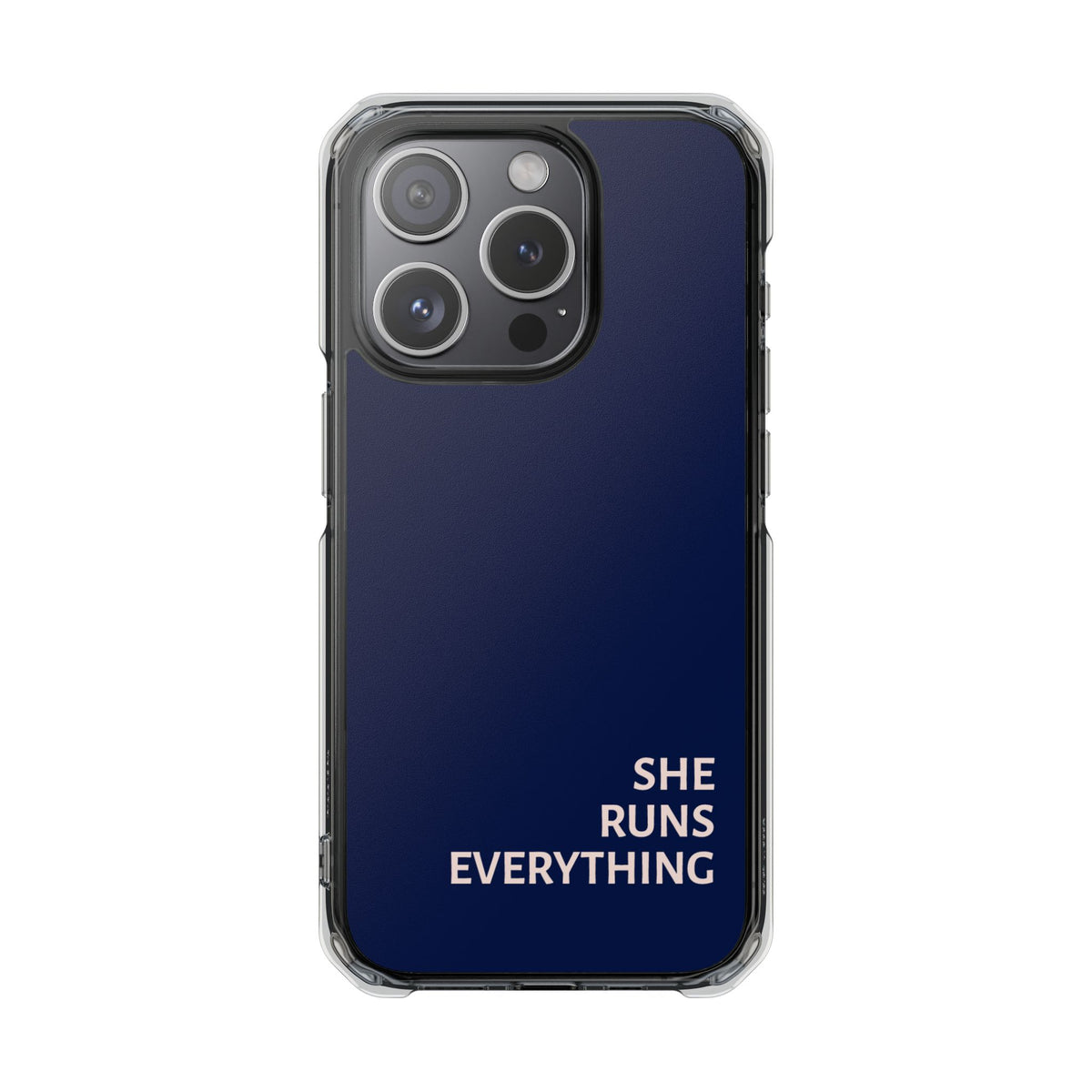 SHE RUNS EVERYTHING Navy Phone Case, iPhone 14 15 16 17