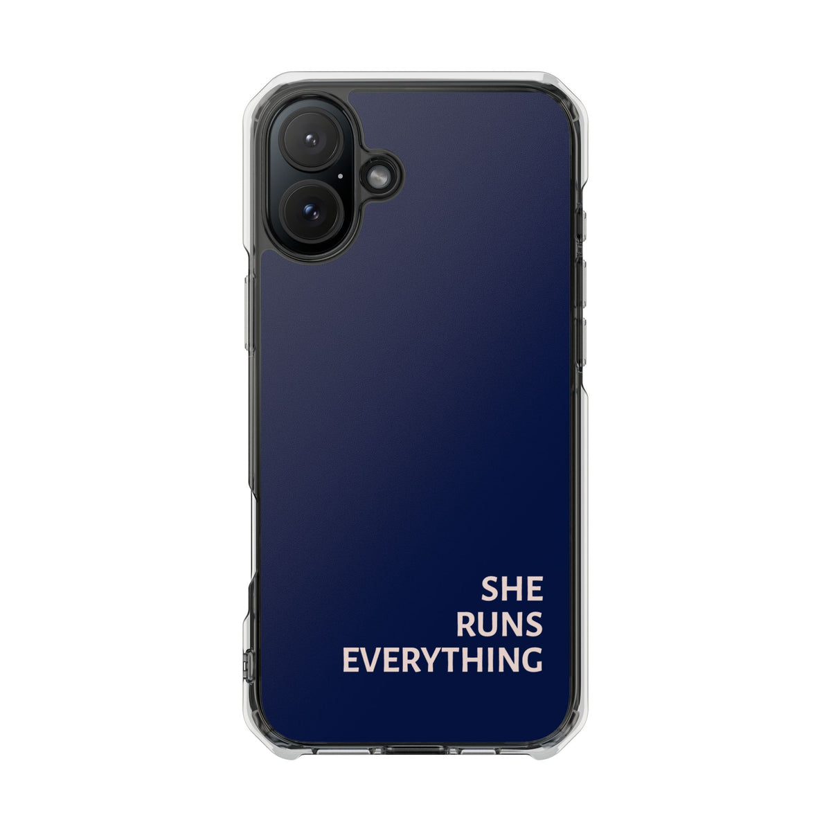 SHE RUNS EVERYTHING Navy Phone Case, iPhone 14 15 16 17