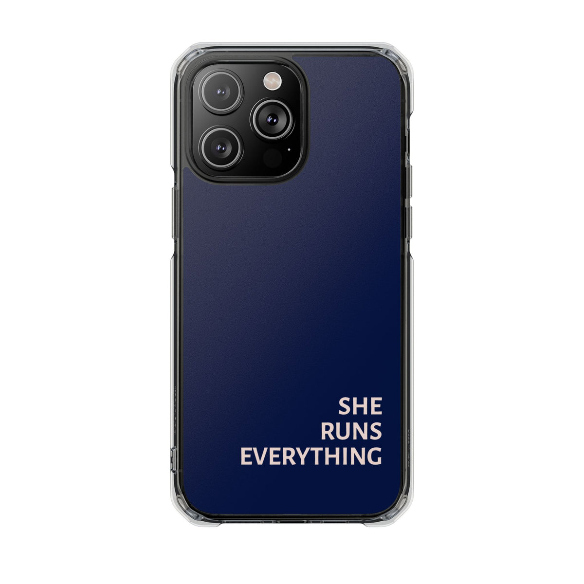 SHE RUNS EVERYTHING Navy Phone Case, iPhone 14 15 16 17