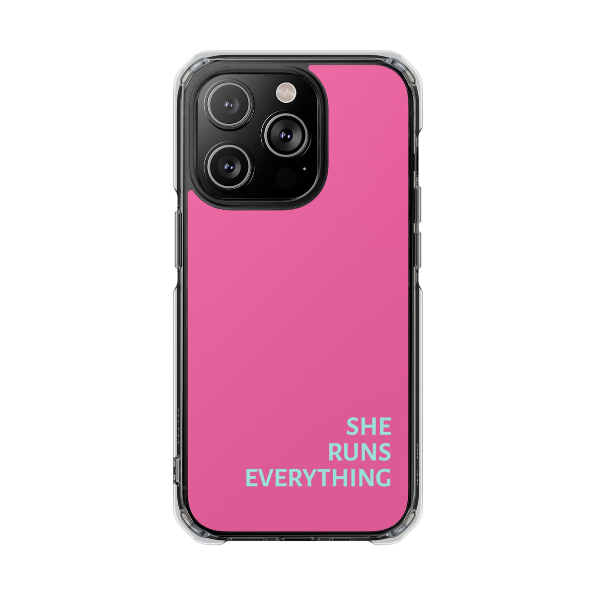 SHE RUNS EVERYTHING Vibrant Pink Phone Case, iPhone 14 15 16 17