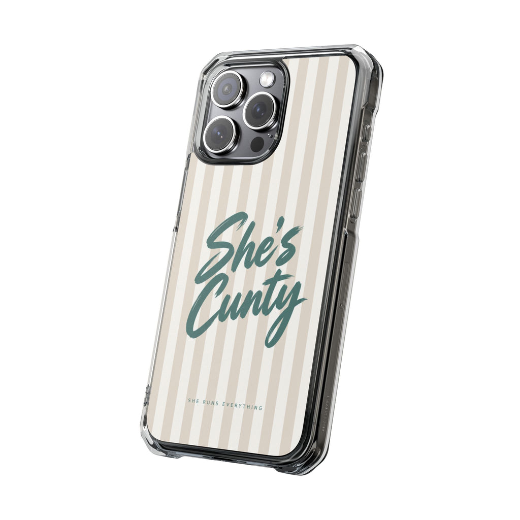 She's Cunty Phone Case, Teal Script iPhone Case, MagSafe Compatible Impact Case, Funny Gift for Her, iPhone 14 15 16 17