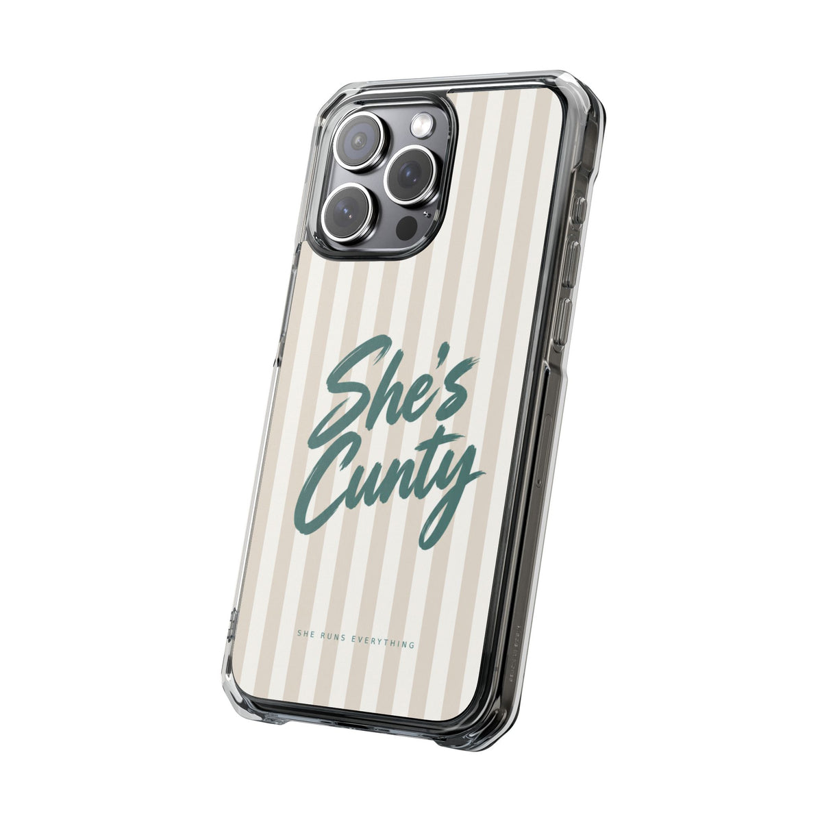 She's Cunty Phone Case, Teal Script iPhone Case, MagSafe Compatible Impact Case, Funny Gift for Her, iPhone 14 15 16 17