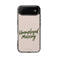 Unemployed Maxxing Phone Case, Khaki Script iPhone Case, MagSafe Compatible Impact Case, Funny Gift for Her, iPhone 14 15 16 17