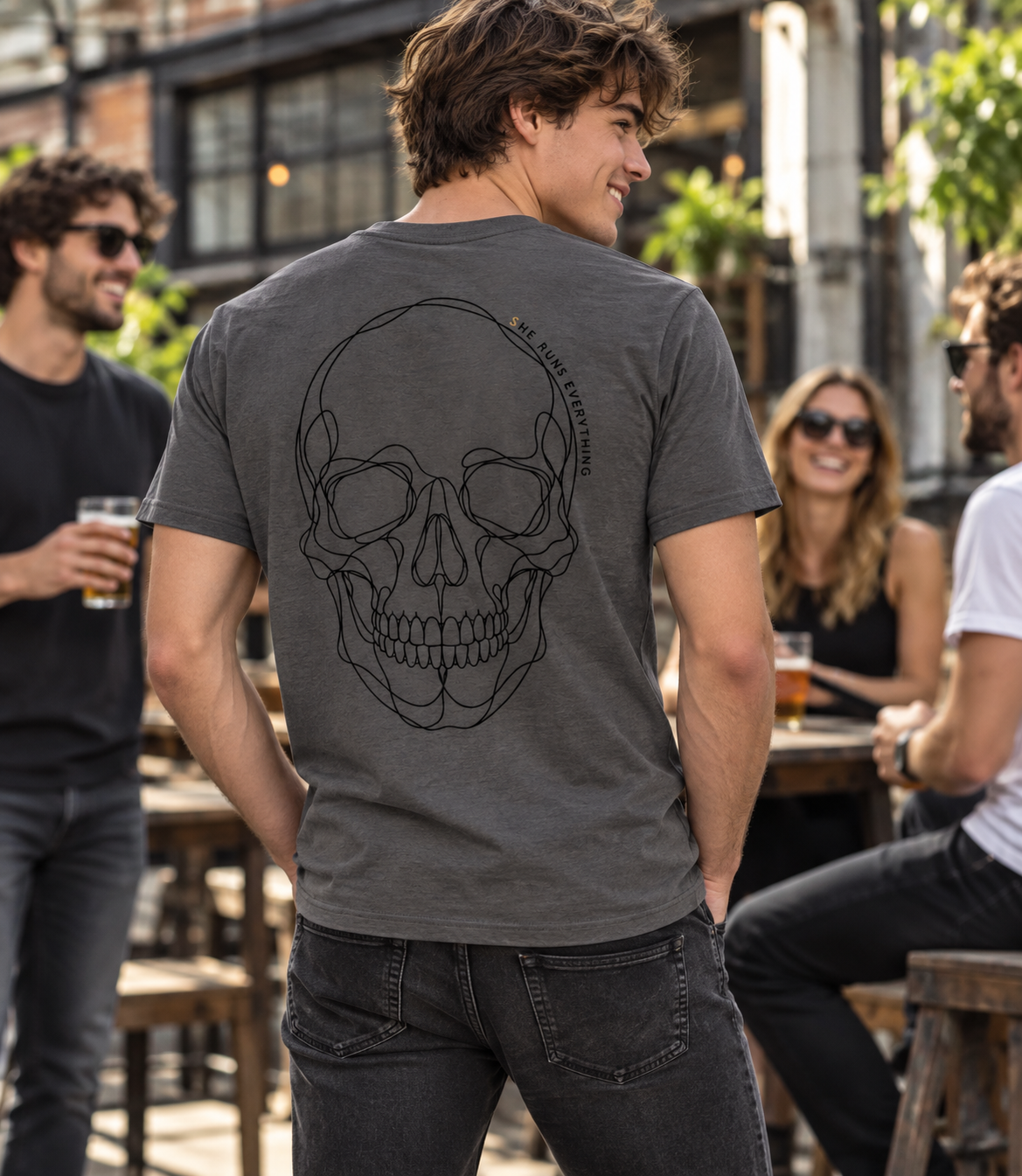 Sam Tee | Men’s 100% Organic Cotton Skull T-Shirt | She Runs Everything