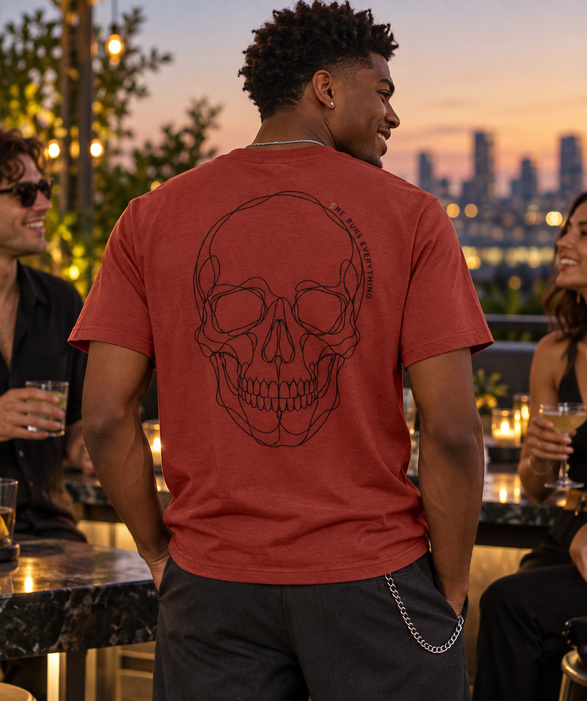 Sam Tee | Men’s 100% Organic Cotton Skull T-Shirt | She Runs Everything