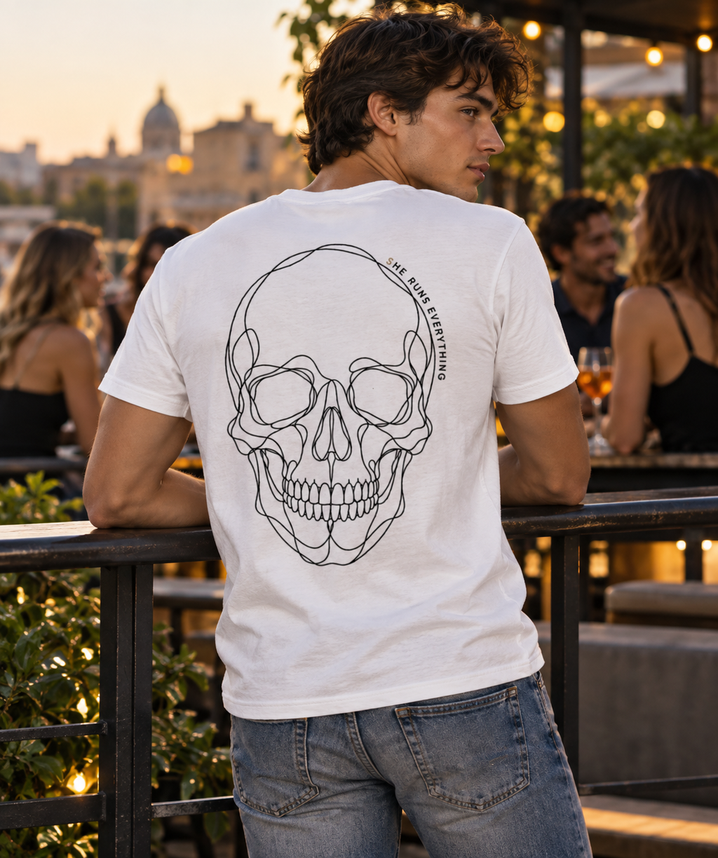 Sam Tee | Men’s 100% Organic Cotton Skull T-Shirt | She Runs Everything