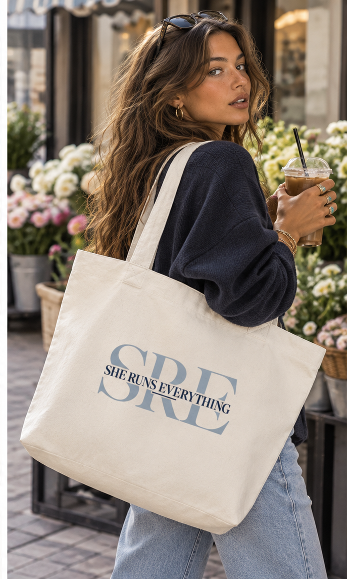 SRE Signature Large Tote | Premium Heavyweight Cotton Canvas | 30L