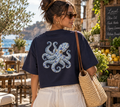 Frances Tee | Organic & Recycled Cotton Crop | Vintage Headphones Graphic SHE RUNS EVERYTHING